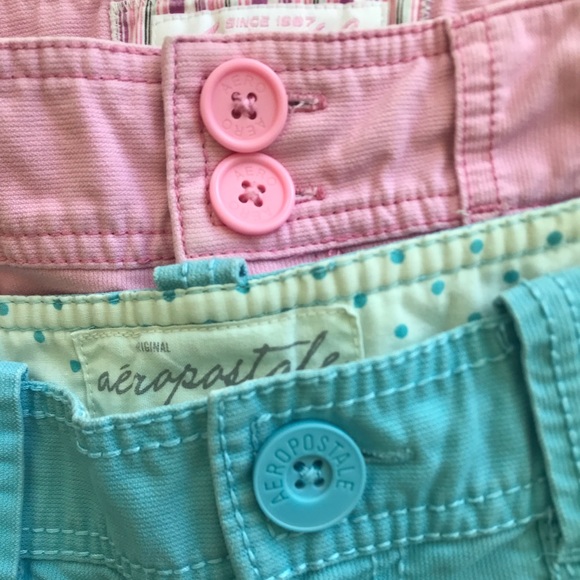 AEROPOSTALE Low-Rise Canvas Shorty Shorts w/ Pockets Pink & Light Blue size 1/2 - Picture 5 of 7